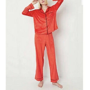 Juicy Couture Velvety Velour Soft Juicy Logo Embossed Pajama Set Red. Sz L. NEW